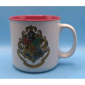 Silver Buffalo Harry Potter Hogwarts Crest Ceramic Mug Red Interior 20 oz